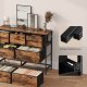 SONGMICS Kommode, 7 opbevaringsskuffer Sovev�relse, Opbevaringsm�bel, St�l, MDF, Ikke-v�vet stof, Til Sovev�relse, Skab, Entre, Stue, Rustik Brun og Bl�ksort LGS323BH04