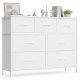SONGMICS BELLAH Kollektion - Kommode, Opbevaringsm�bel, St�l, Til Sovev�relse, Skab, Entre, Stue, 7 Skuffer, Moderne, Cloud White og Snow White LGS323WH01
