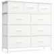 SONGMICS BELLAH Kollektion - Kommode, Opbevaringsm�bel, St�l, Til Sovev�relse, Skab, Entre, Stue, 9 Skuffer, Moderne, Cloud White og Snow White LGS324WH01