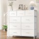 SONGMICS BELLAH Kollektion - Kommode, Opbevaringsm�bel, St�l, Til Sovev�relse, Skab, Entre, Stue, 9 Skuffer, Moderne, Cloud White og Snow White LGS324WH01