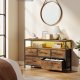 SONGMICS BELLAH Kollektion - Sovev�relseskommode, opbevaringsm�bel, justerbar LED-belysning, str�mskinne, 1 hylde, 5 skuffer, industriel stil, rustik brun og bl�ksort LGS723KD01