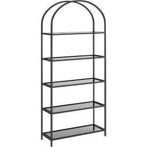 VASAGLE reol, m. 5 hylder - gr glas og sort stl