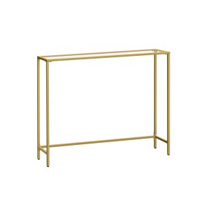 VASAGLE LGT132A01 konsolbord, rektangul�r - klar glas og lys guld st�l (100x20)