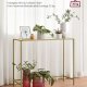 VASAGLE Konsolentisch, Flurtisch, Beistelltisch f�r Sofa, Tischplatte aus geh�rtetem Glas, Metallgestell, verstellbare Beine, f�r Wohnzimmer, Flur, hellgold und transparent LGT132A01