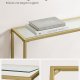 VASAGLE Konsolentisch, Flurtisch, Beistelltisch f�r Sofa, Tischplatte aus geh�rtetem Glas, Metallgestell, verstellbare Beine, f�r Wohnzimmer, Flur, hellgold und transparent LGT132A01