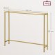 VASAGLE Konsolentisch, Flurtisch, Beistelltisch f�r Sofa, Tischplatte aus geh�rtetem Glas, Metallgestell, verstellbare Beine, f�r Wohnzimmer, Flur, hellgold und transparent LGT132A01