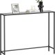 VASAGLE Inngangskonsoll, Konsollbord, Herdet glassplate, Robust og stabil ramme, Justerbare f�tter, For stue, Gang, Blekksvart og Skifergr� LGT132B01