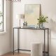 VASAGLE Inngangskonsoll, Konsollbord, Herdet glassplate, Robust og stabil ramme, Justerbare f�tter, For stue, Gang, Blekksvart og Skifergr� LGT132B01