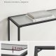 VASAGLE Inngangskonsoll, Konsollbord, Herdet glassplate, Robust og stabil ramme, Justerbare f�tter, For stue, Gang, Blekksvart og Skifergr� LGT132B01