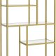 VASAGLE Bogreol, 6-etagers h�j reol, plantestativ, udstillingshylde, 30 x 80 x 180 cm, h�rdet glas, til arbejdsv�relse, kontor, stue, sovev�relse, k�kken, metallisk guld LGT502A01