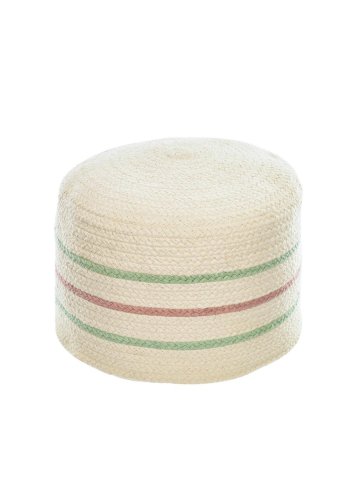 KAVE HOME Daiana puff, rund - beige og flerfarget bomull (40)