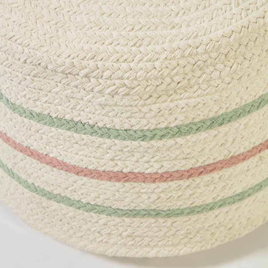 KAVE HOME Daiana puff, rund - beige og flerfarget bomull (40)