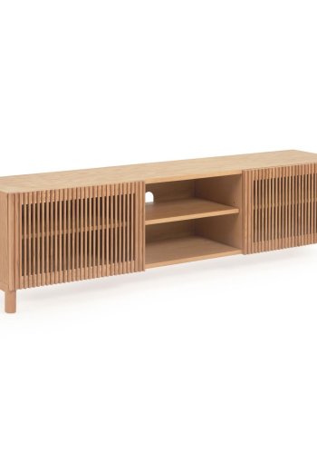 KAVE HOME Beyla TV-bord, m. 2 drer og 3 hyller - naturlig eikefiner og eiketre (180x49,5)