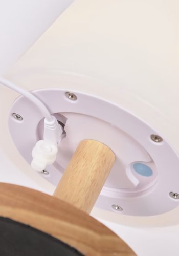 KAVE HOME Ambar oppladbar bordlampe, rund - polyetylen og naturlig treetylen (H:22)