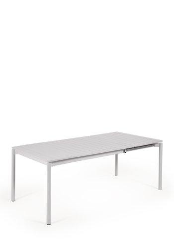 KAVE HOME Zaltana uttrekkbart utebord laget av aluminium i lys gr utfrelse, 140 (200) x 90