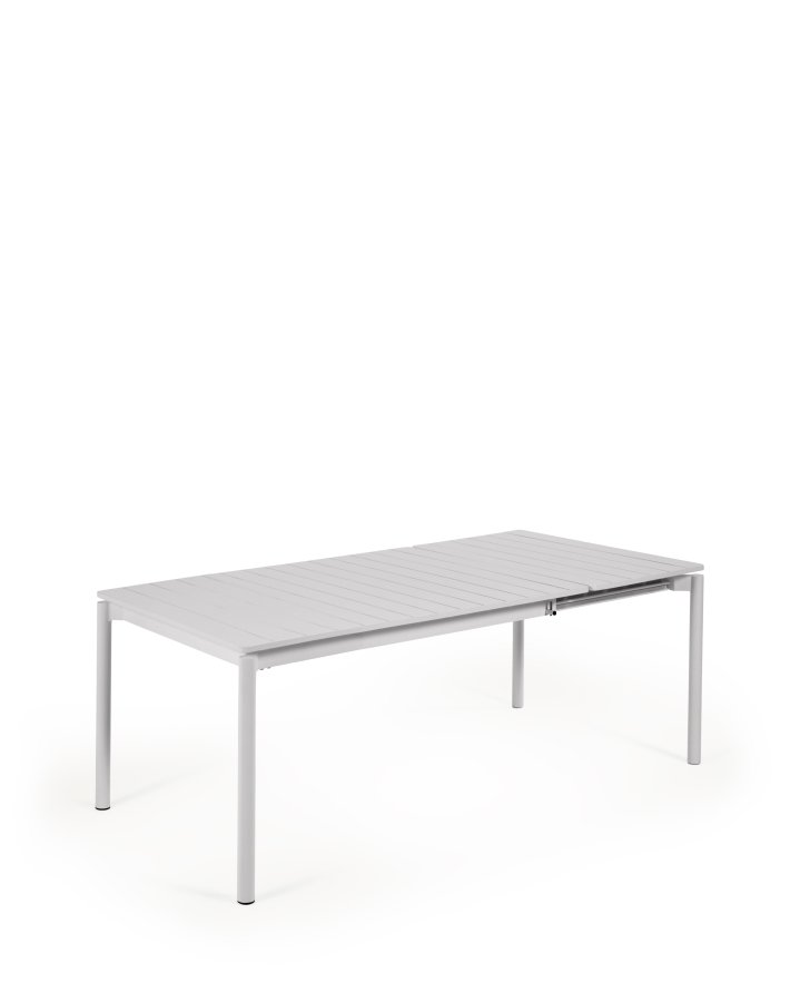 KAVE HOME Zaltana uttrekkbart utebord laget av aluminium i lys gr utfrelse, 140 (200) x 90