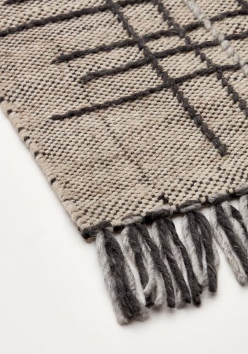 KAVE HOME Eneo gulvteppe, med dusker, rektangulrt - brun ull/bomull/polyester (160x230)