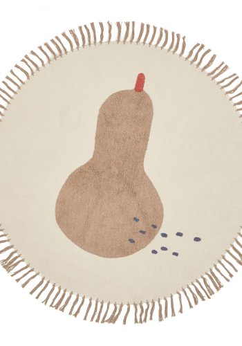 KAVE HOME Tamya rundt teppe i 100 % bomull med brun pre,  120 cm