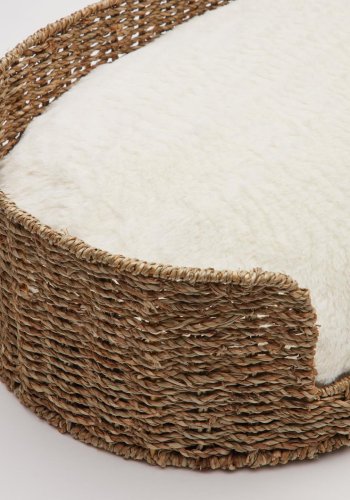 KAVE HOME Codie kj�ledyrpute, oval - hvit pels bomull/polyester (80x50)