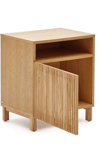 KAVE HOME Beyla massivt asketre ved siden av bordet med eikefiner, 53 x 62 cm