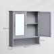 VASAGLE Badev�relsesskab med spejl, V�gskab med 2 spejld�re og �bent rum, justerbar hylde, v�gmonteret, 13 x 56,5 x 58,5 cm, duegr� LHC002G02
