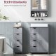 VASAGLE Badev�relsesskab med spejl, V�gskab med 2 spejld�re og �bent rum, justerbar hylde, v�gmonteret, 13 x 56,5 x 58,5 cm, duegr� LHC002G02