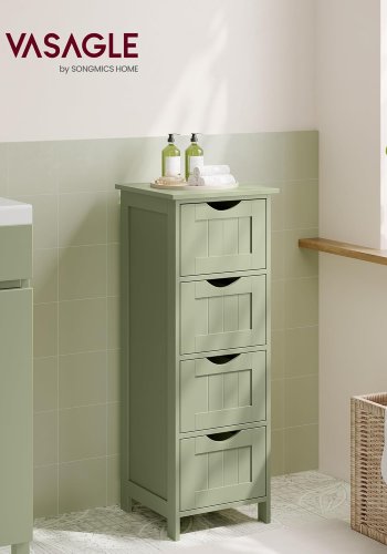 VASAGLE LHC040C02 badev�relsesskab, m. 4 skuffer - laurb�rgr�n MDF
