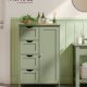 VASAGLE Badev�relsesskab med opbevaring, Badev�relsesopbevaringsm�bel med 4 skuffer, Fritst�ende Badev�relsesskab, med 1 d�r, Justerbar hylde, 30 x 55 x 82 cm, Laurb�rgr�n LHC041C02