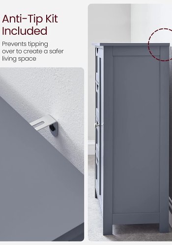 VASAGLE baderomsskap, m. 1 dr, 1 justerbar hylle, 4 skuffer - gr MDF