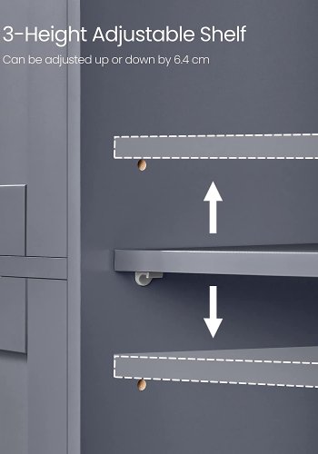 VASAGLE baderomsskap, m. 1 dr, 1 justerbar hylle, 4 skuffer - gr MDF