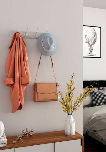 SONGMICS LHR30WT knager�kke, m. 4 knager - st�bt zink og hvid MDF (B:40) 