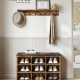 VASAGLE Skob�nk, Opbevaringsb�nk med Polstret S�de, med Hynde, 9 Rum, Justerbare Hylder, til Stue, Entre, 30,3 x 78,5 x 48 cm, Rustik Brun LHS009B01