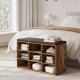 VASAGLE Skob�nk, Opbevaringsb�nk med Polstret S�de, med Hynde, 9 Rum, Justerbare Hylder, til Stue, Entre, 30,3 x 78,5 x 48 cm, Rustik Brun LHS009B01