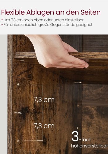 VASAGLE Skob�nk, Opbevaringsb�nk med Polstret S�de, med Hynde, 9 Rum, Justerbare Hylder, til Stue, Entre, 30,3 x 78,5 x 48 cm, Rustik Brun LHS009B01