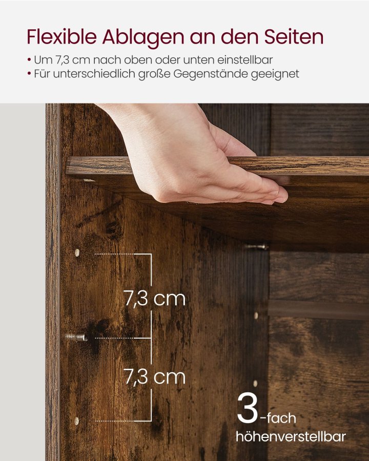 VASAGLE Skob�nk, Opbevaringsb�nk med Polstret S�de, med Hynde, 9 Rum, Justerbare Hylder, til Stue, Entre, 30,3 x 78,5 x 48 cm, Rustik Brun LHS009B01