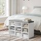 VASAGLE Skob�nk med hynde, Opbevaringsb�nk med Polstret S�de, Entreb�nk med 9 Rum, Justerbare Hylder, til Sovev�relse, 28 x 81 x 46 cm, Hvid og Gr� LHS009W14