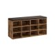 VASAGLE Skob�nk, Opbevaringsb�nk med Polstret S�de, med Hynde, 12 Rum, Justerbare Hylder, til Stue, Entre, 30,3 x 104 x 48 cm, Rustik Brun LHS012B01