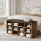 VASAGLE Skob�nk, Opbevaringsb�nk med Polstret S�de, med Hynde, 12 Rum, Justerbare Hylder, til Stue, Entre, 30,3 x 104 x 48 cm, Rustik Brun LHS012B01