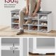 VASAGLE Skob�nk med hynde, Opbevaringsb�nk med polstret s�de, Entreb�nk med 12 rum, Justerbare hylder, til Sovev�relse, 28 x 102 x 46 cm, Hvid og Gr� LHS012W14