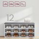VASAGLE Skob�nk med hynde, Opbevaringsb�nk med polstret s�de, Entreb�nk med 12 rum, Justerbare hylder, til Sovev�relse, 28 x 102 x 46 cm, Hvid og Gr� LHS012W14