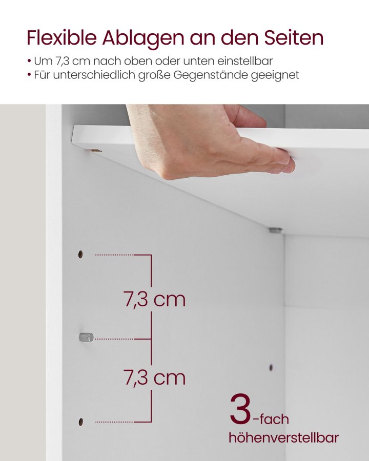VASAGLE Skob�nk med hynde, Opbevaringsb�nk med polstret s�de, Entreb�nk med 12 rum, Justerbare hylder, til Sovev�relse, 28 x 102 x 46 cm, Hvid og Gr� LHS012W14