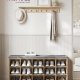 VASAGLE Skoreol, skob�nk med s�de, skoskab med hynde, 15 �bne opbevaringsrum, 30 x 105 x 48 cm, til entr&eacute;, sovev�relse, stue, entr&eacute;, eg med bl� �retegning og gr� LHS015T60