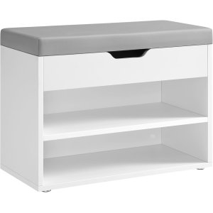 VASAGLE Skob�nk, B�nk, Skohylde med polstret hynde, Skoorganisator med 3 niveauer, 30 x 60 x 44 cm, til entr&eacute;, stue og sovev�relse, Cloud White LHS020W01