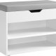 VASAGLE Skob�nk, B�nk, Skohylde med polstret hynde, Skoorganisator med 3 niveauer, 30 x 60 x 44 cm, til entr&eacute;, stue og sovev�relse, Cloud White LHS020W01