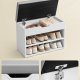 VASAGLE Skob�nk, B�nk, Skohylde med polstret hynde, Skoorganisator med 3 niveauer, 30 x 60 x 44 cm, til entr&eacute;, stue og sovev�relse, Cloud White LHS020W01
