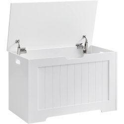 VASAGLE LHS11WT Leksaksb�nk f�rvaringsl�da med stor kapacitet Vit, konstruerat tr�, 76 x 48 x 40 cm (B x H x D)