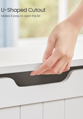 VASAGLE benk, med oppbevaringsplass - hvit sponplate (76x48) 