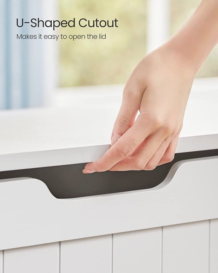 VASAGLE benk, med oppbevaringsplass - hvit sponplate (76x48) 