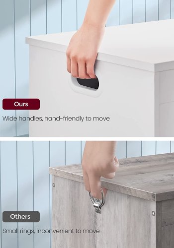 VASAGLE benk, med oppbevaringsplass - hvit sponplate (76x48) 