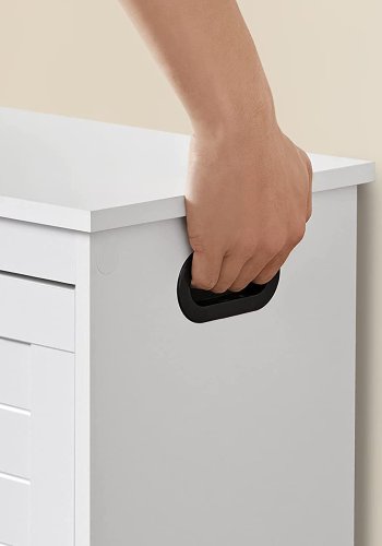 VASAGLE LHS120T10 Skoskab med l�g, b�nk med justerbare indvendige skillev�gge, h�ngslet d�r, med sideh�ndtag, til entr&eacute;, 80 x 30 x 46 cm, hvid